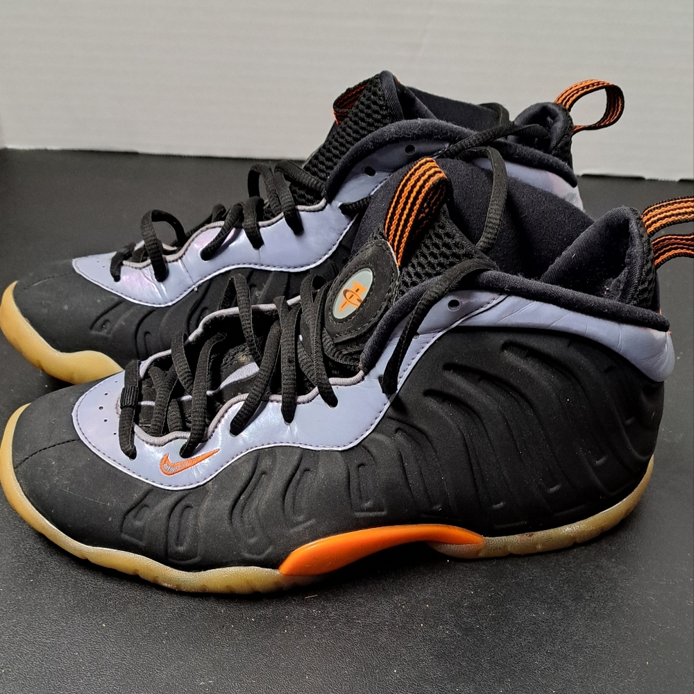 Nike Foamposite One Sun Shoes Youth 7 Black Blue Basketball Sneaker 644791-008